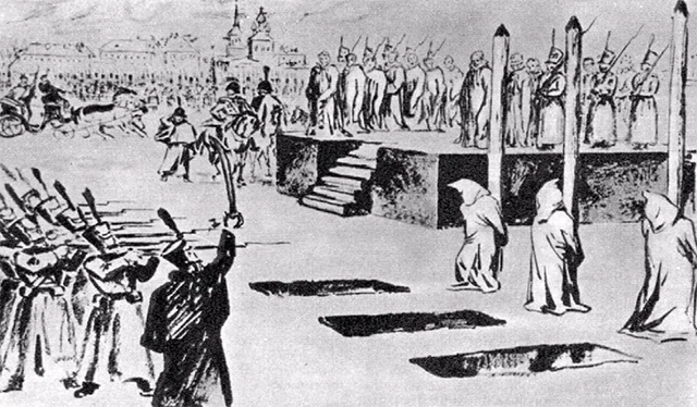 Инсценировка смертной казни на Семеновской пл. Петербурга